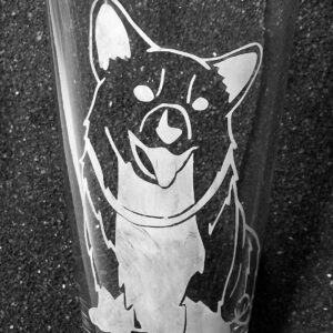 Cowboy Bebop fanart Ein Corgi etched pint glass tumbler