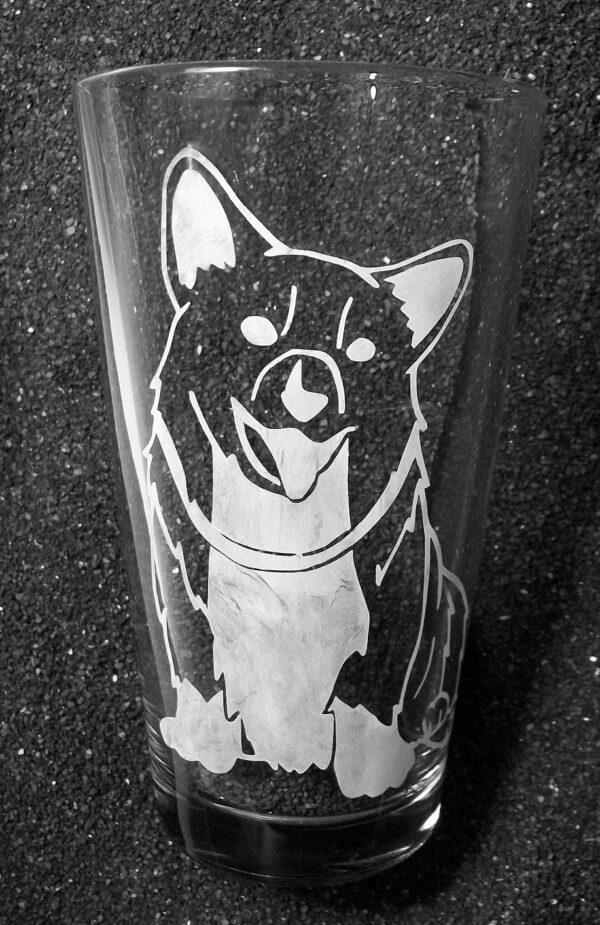 Cowboy Bebop fanart Ein Corgi etched pint glass tumbler