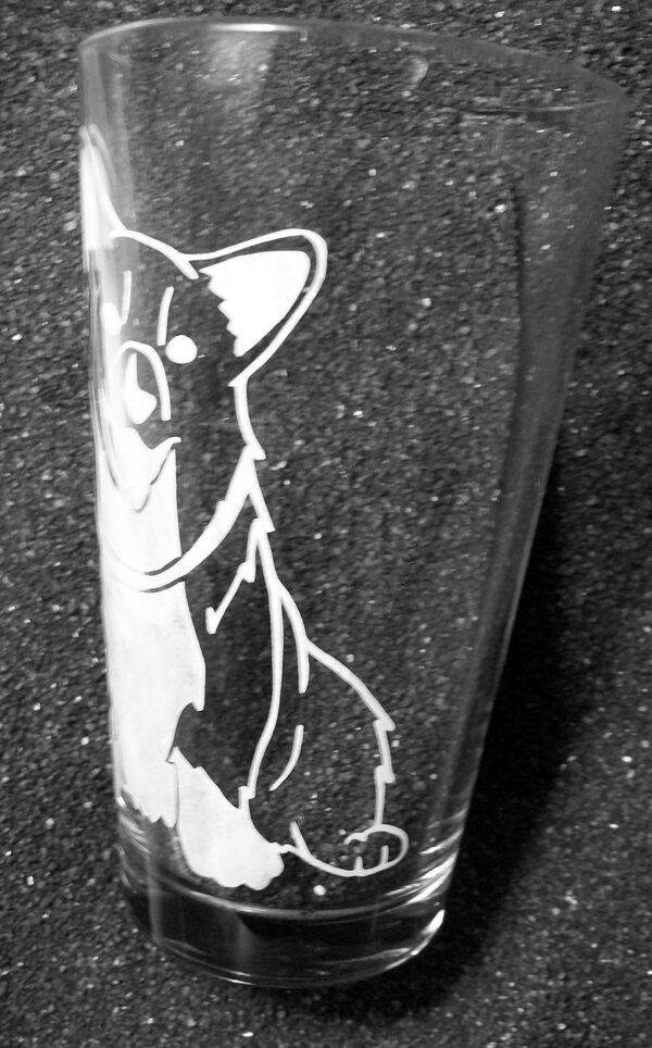 Cowboy Bebop fanart Ein Corgi etched pint glass tumbler - Image 2