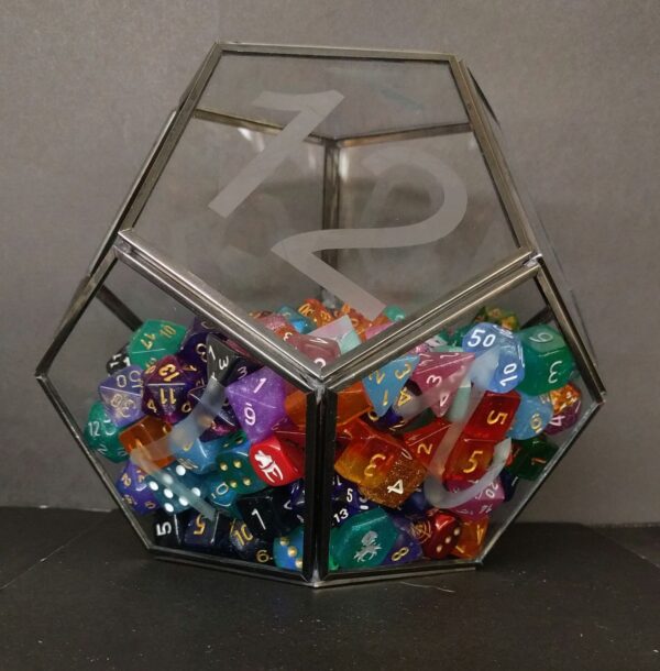 D12 Terrarium Planter Dice Bowl etched glass dodecahedron - Image 3