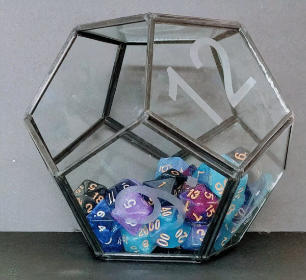 D12 Geometric Terrarium Planter Dice Bowl etched glass dodecahedron 7