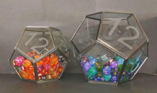 D12 Terrarium Planter Dice Bowl etched glass dodecahedron