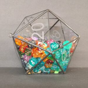 D20 Terrarium Planter Dice Bowl etched glass icosahedron