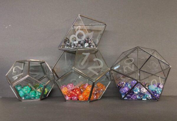D20 Terrarium Planter Dice Bowl etched glass icosahedron - Image 2