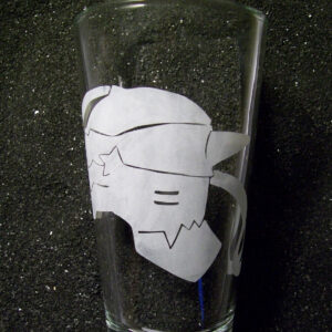 FMA Fullmetal Alchemist fanart Alphonse Elric etched pint glass tumbler cup