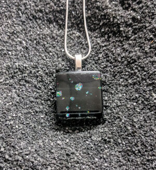 Galaxy Sparkle glass pendant necklace black glitter - Image 2