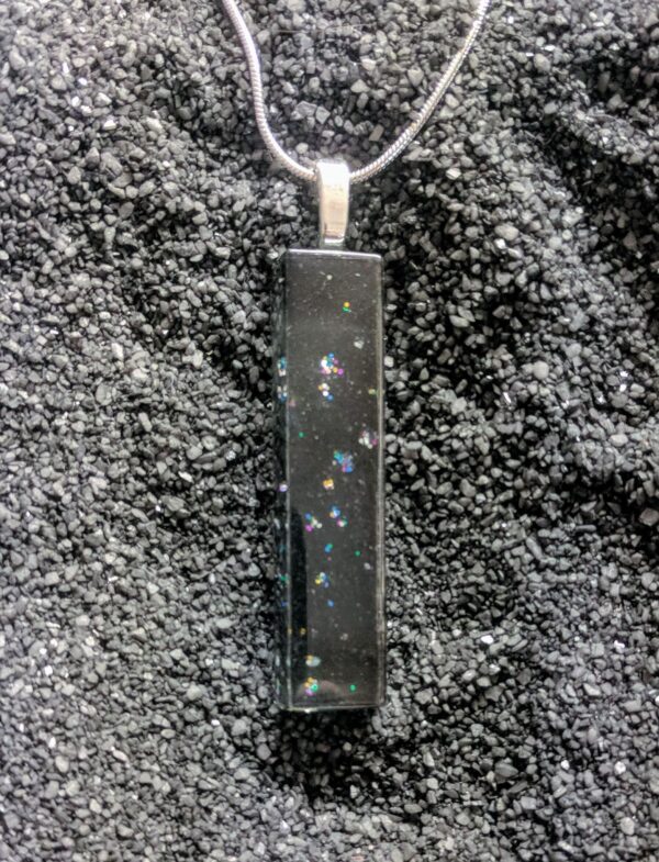 Galaxy Sparkle glass pendant necklace black glitter