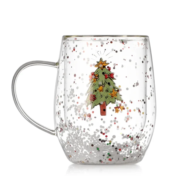 Custom Double Walled Glass Mugs Borosilicate Double Layer Cup 300ml Heat Resistant Christmas Gift Glass Mug - Image 3