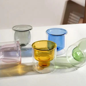 Custom Colored Heat Cold Resistant High Borosilicate Glass Insulated Double Wall Glasses Drinking Coffee Cup Mug