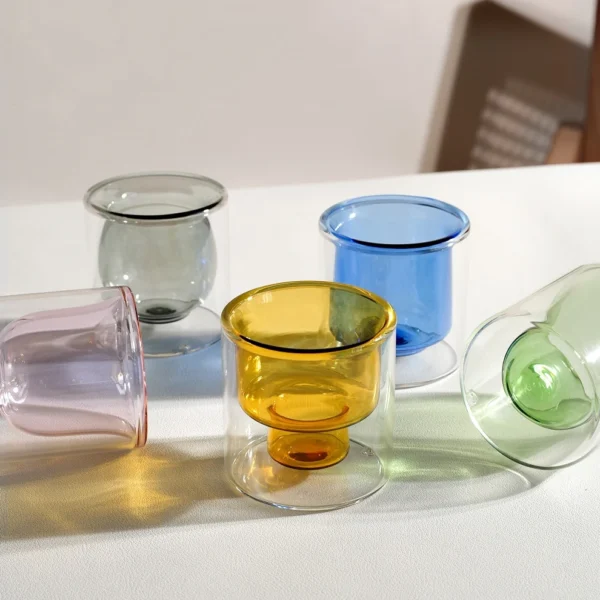 Custom Colored Heat Cold Resistant High Borosilicate Glass Insulated Double Wall Glasses Drinking Coffee Cup Mug
