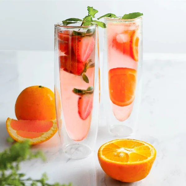 Luxury Wedding Champagne Flutes Glasses Cocktail 5oz Custom Double Wall Borosilicate Stemless Champagne Glass - Image 3