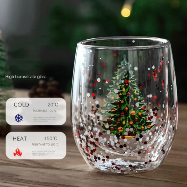 Custom Double Walled Glasses Borosilicate Double Layer Cup 300ml Heat Resistant Christmas Gift Stemless Wine Glass - Image 5