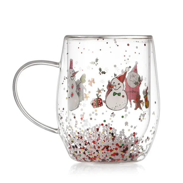 Custom Double Walled Glass Mugs Borosilicate Double Layer Cup 300ml Heat Resistant Christmas Gift Glass Mug - Image 4