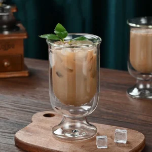 Clear Custom Borosilicate Double Wall Glasses Tumbler Cups Goblet Double Layer Espresso Latte Cups Coffee Tea Drinking Glass