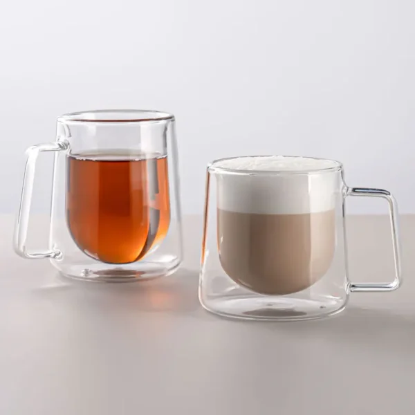 Clear Double Wall Glasses Coffee Cup 250ml 300ml Borosilicate Double Layer Heat Resistant Handle Glass Mug - Image 4
