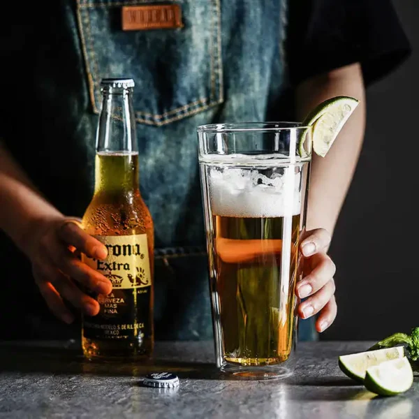 Barware Custom Borosilicate Double Wall Glasses Tumbler Cups Beer Pint Glass Double Layer Drinking Glass - Image 4