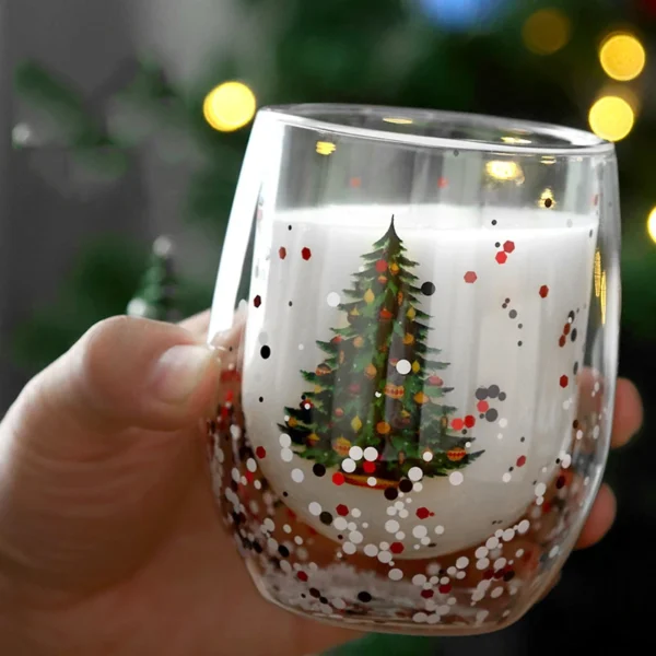 Custom Double Walled Glasses Borosilicate Double Layer Cup 300ml Heat Resistant Christmas Gift Stemless Wine Glass - Image 2