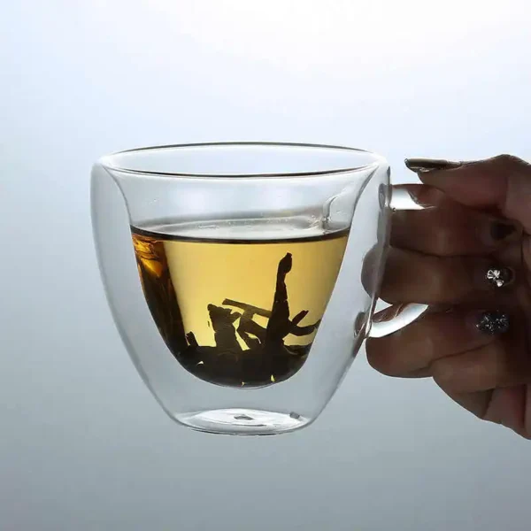 Clear Heat Resistant Glass Coffee Mugs Heart Shaped Cup Double Wall Espresso Borosilicate Glass Mug - Image 4