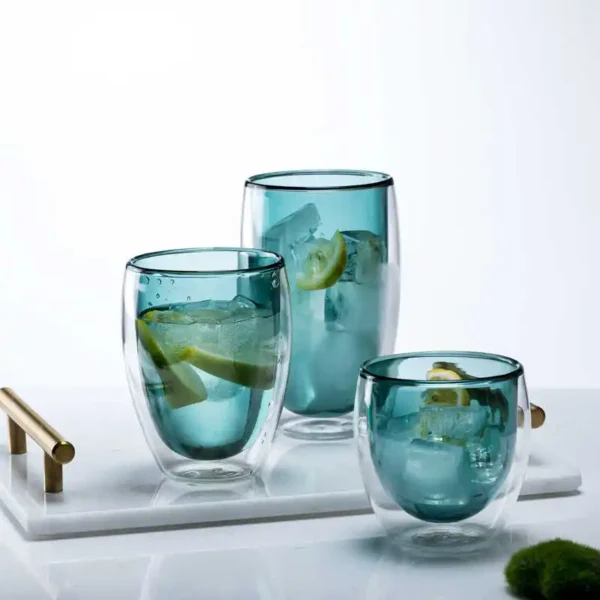 Colored Custom Borosilicate Double Wall Glasses Tumbler Cups Highball Water Mug Double Layer Drinking Glass - Image 3