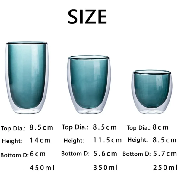 Colored Custom Borosilicate Double Wall Glasses Tumbler Cups Highball Water Mug Double Layer Drinking Glass - Image 6