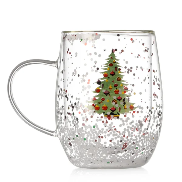 Custom Double Walled Glass Mugs Borosilicate Double Layer Cup 300ml Heat Resistant Christmas Gift Glass Mug - Image 2