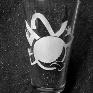 Hitchhiker's Guide to the Galaxy HGTTG fanart etched pint glass tumbler cup