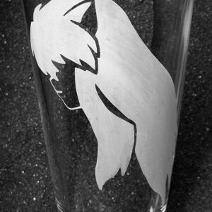 Inuyasha fanart etched pint glass tumbler cup