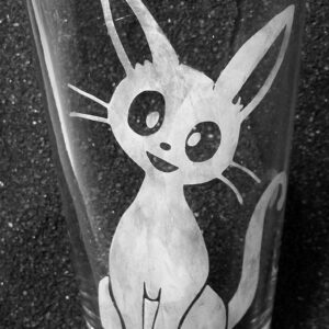 Kiki's Delivery Service fanart Jiji cat etched pint glass tumbler cup Studio Ghibli
